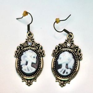 Vintage gothic cameo silhouette skeleton earrings